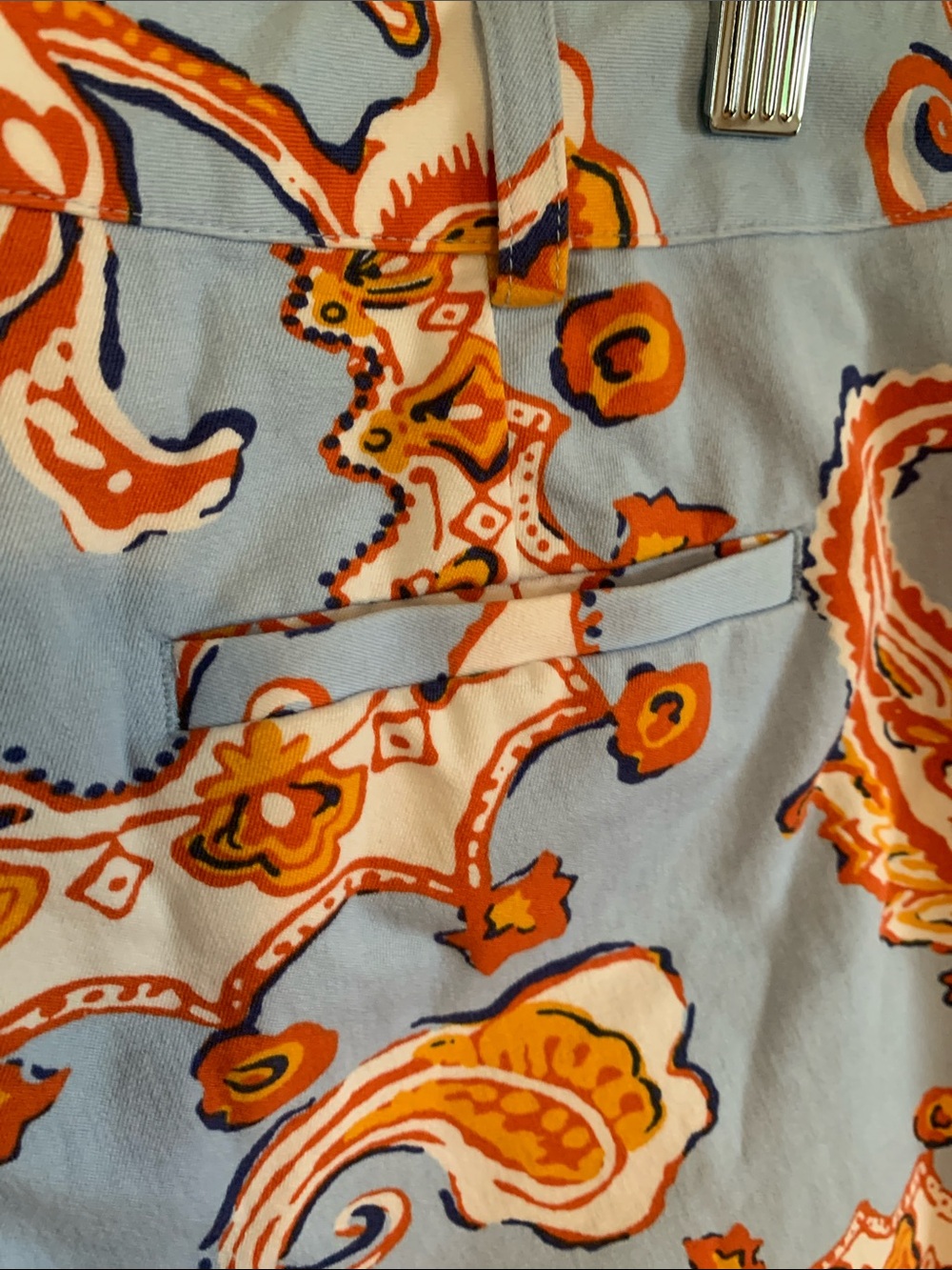 J. McLaughlin for Dillard’s Light Blue Paisley Shorts - Picture 5 of 7